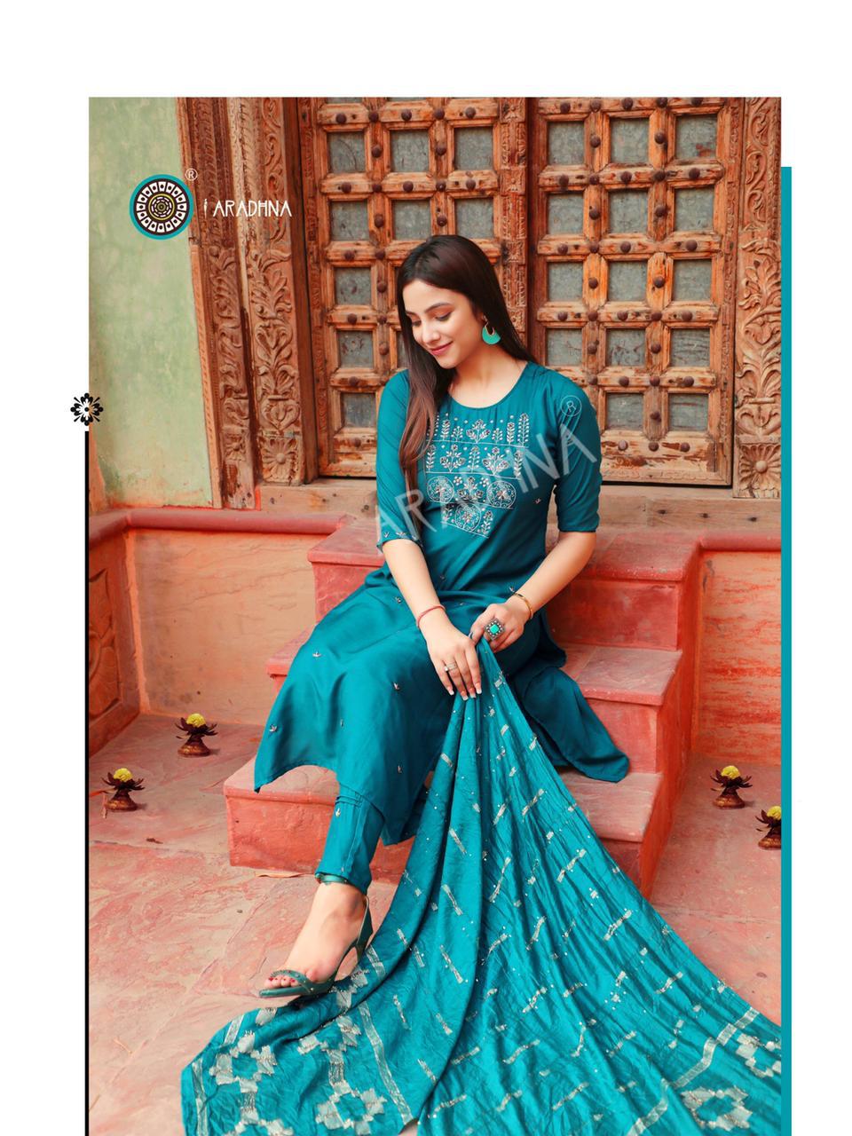 Aradhna Hand Work 1  Latest Designer Fancy Party Wear Embroidery And Manual Work Cotton Silk Exclusive Readymade Collection